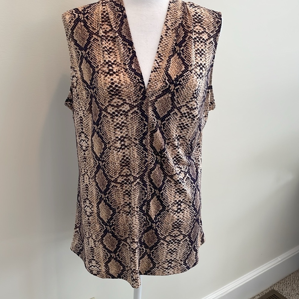 DNA Couture Silky Like Purple & Tan Pullover. 2X
